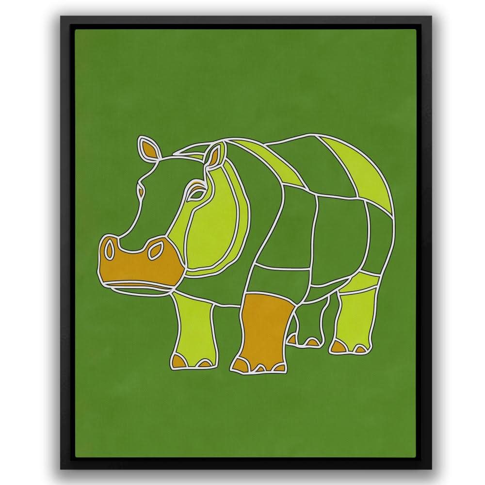 Apple Green Hippo - Green Doodle Canvas Print