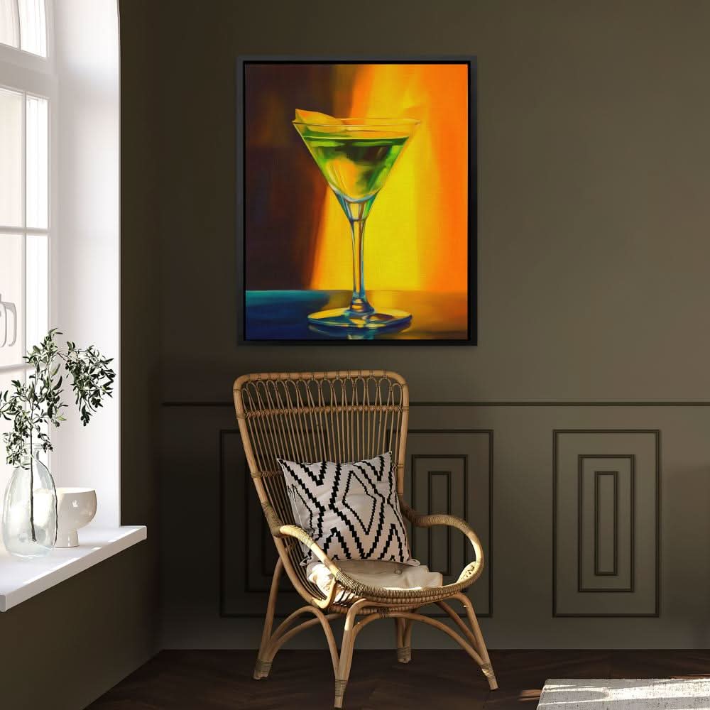 Apple Martini - Man Cave Wall Art in Black Frame