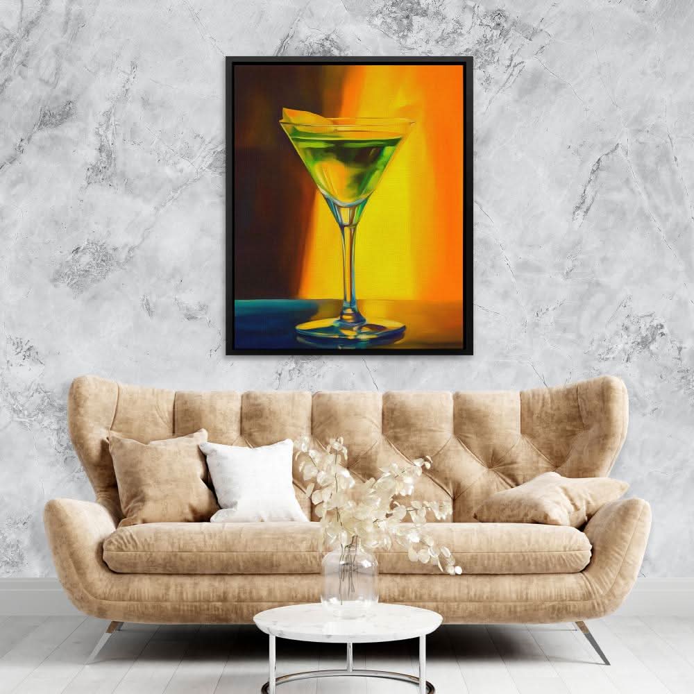 Apple Martini - Minimalist Gold Canvas Wall Art