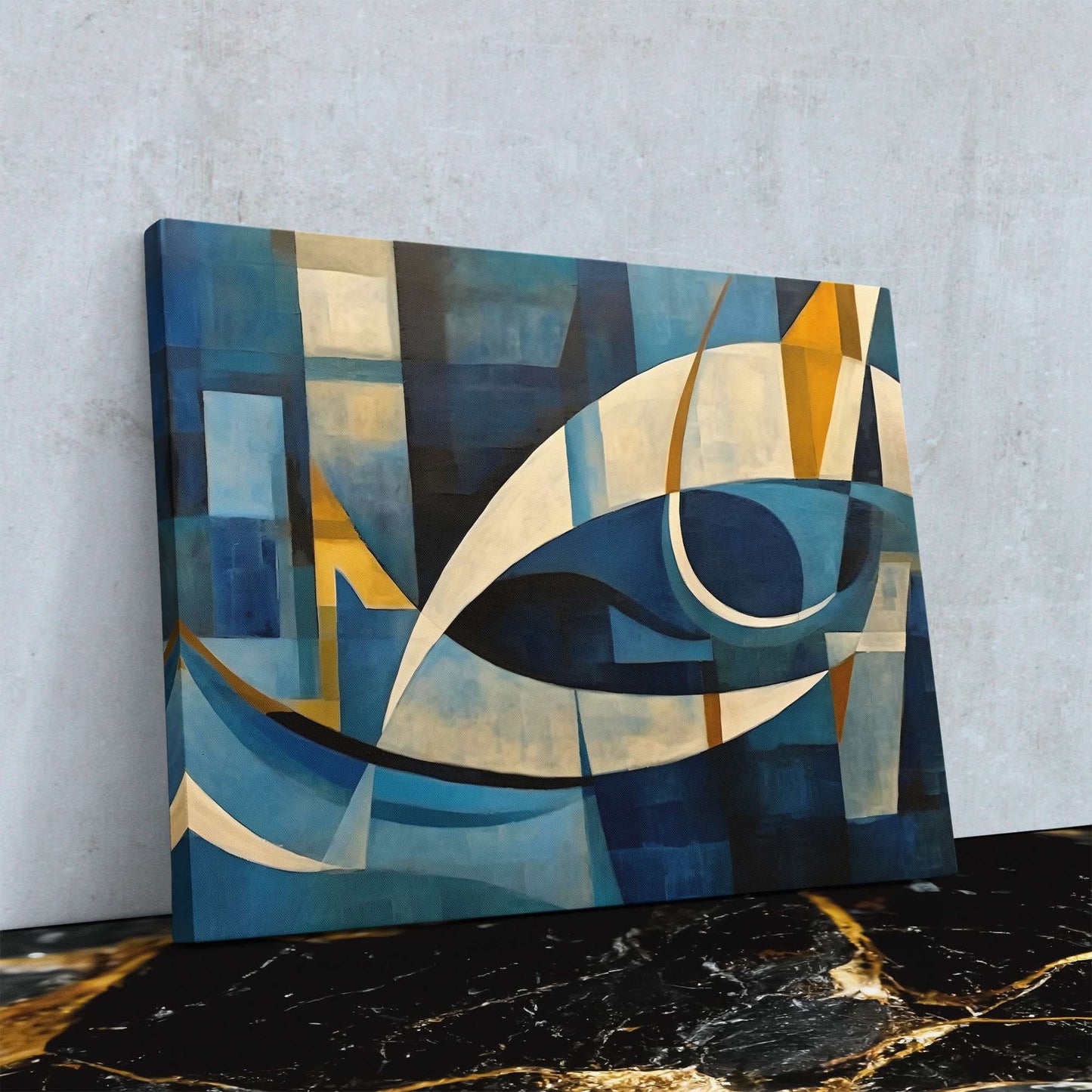 Aqua Dreamscape - Abstract Wall Art in Black Frame