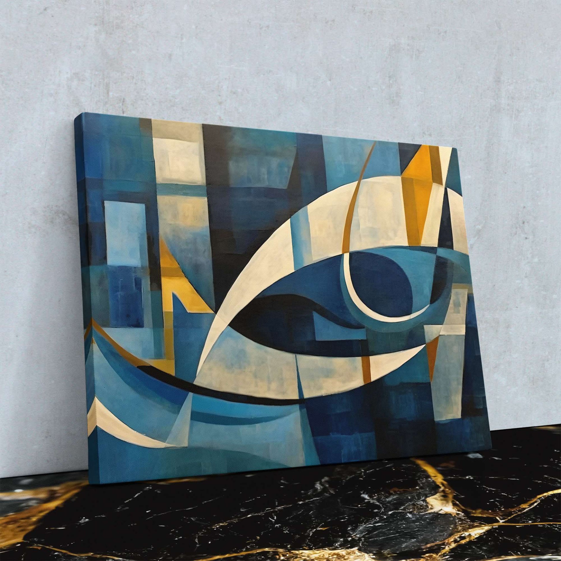 Aqua Dreamscape - Abstract Wall Art in Black Frame
