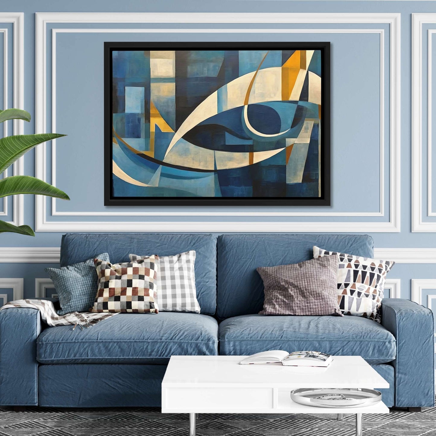 Aqua Dreamscape - Navy Blue Art