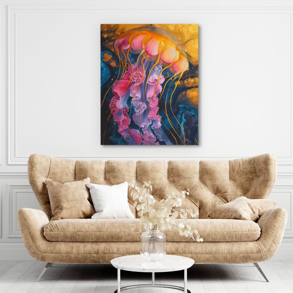 Aquatic Artistry - Colorful Beach House Canvas Print