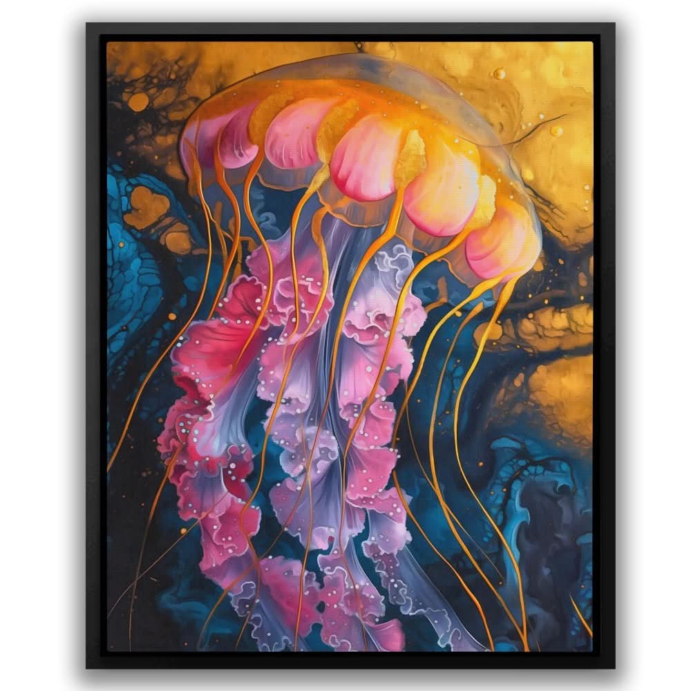 Aquatic Artistry - Beach House Wall Art in Black Frame
