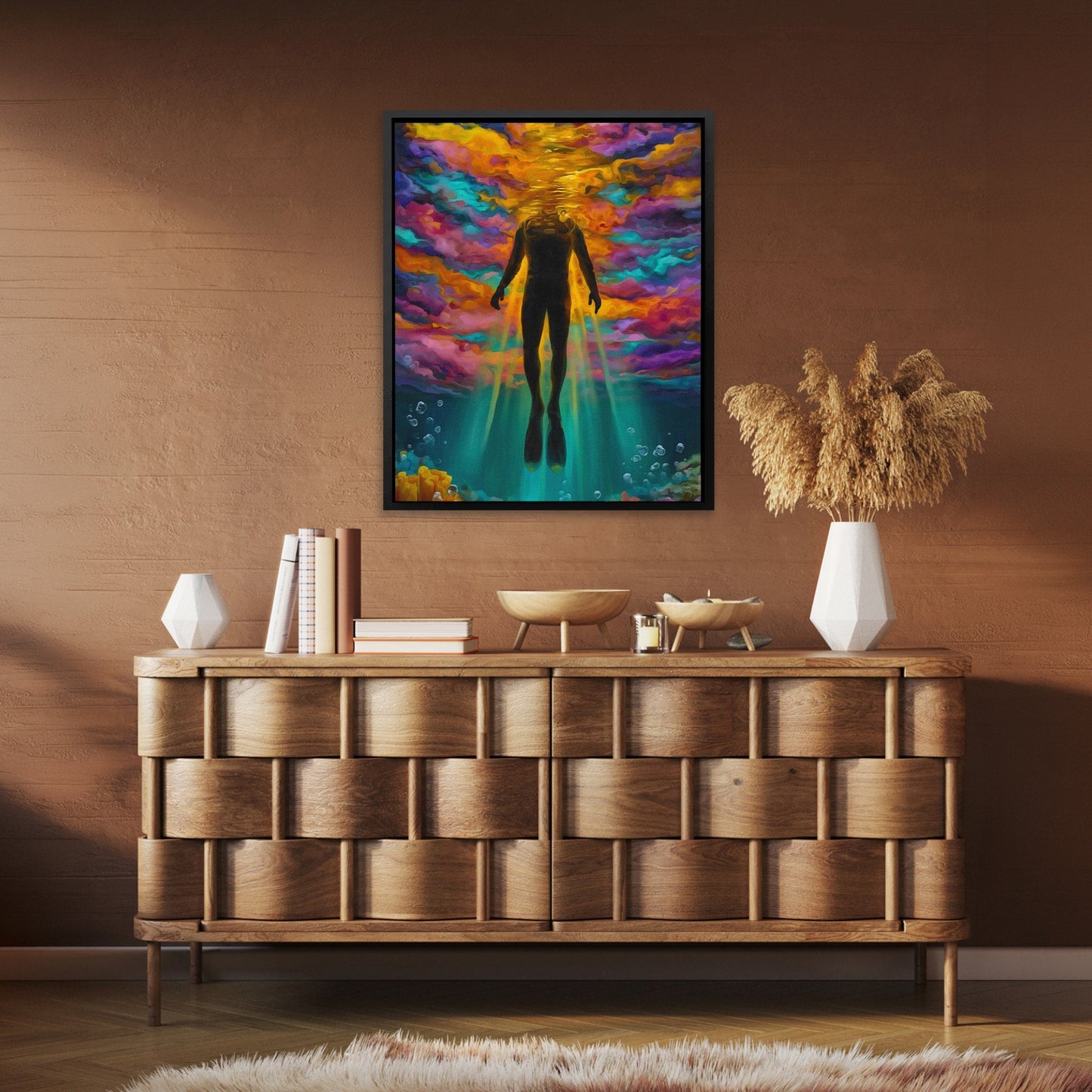 Aquatic Golden Ascension - Luxury Wall Art
