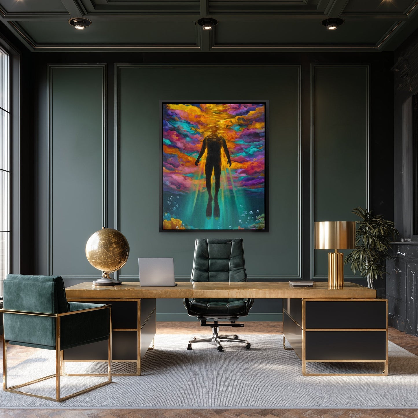 Aquatic Golden Ascension - Luxury Wall Art