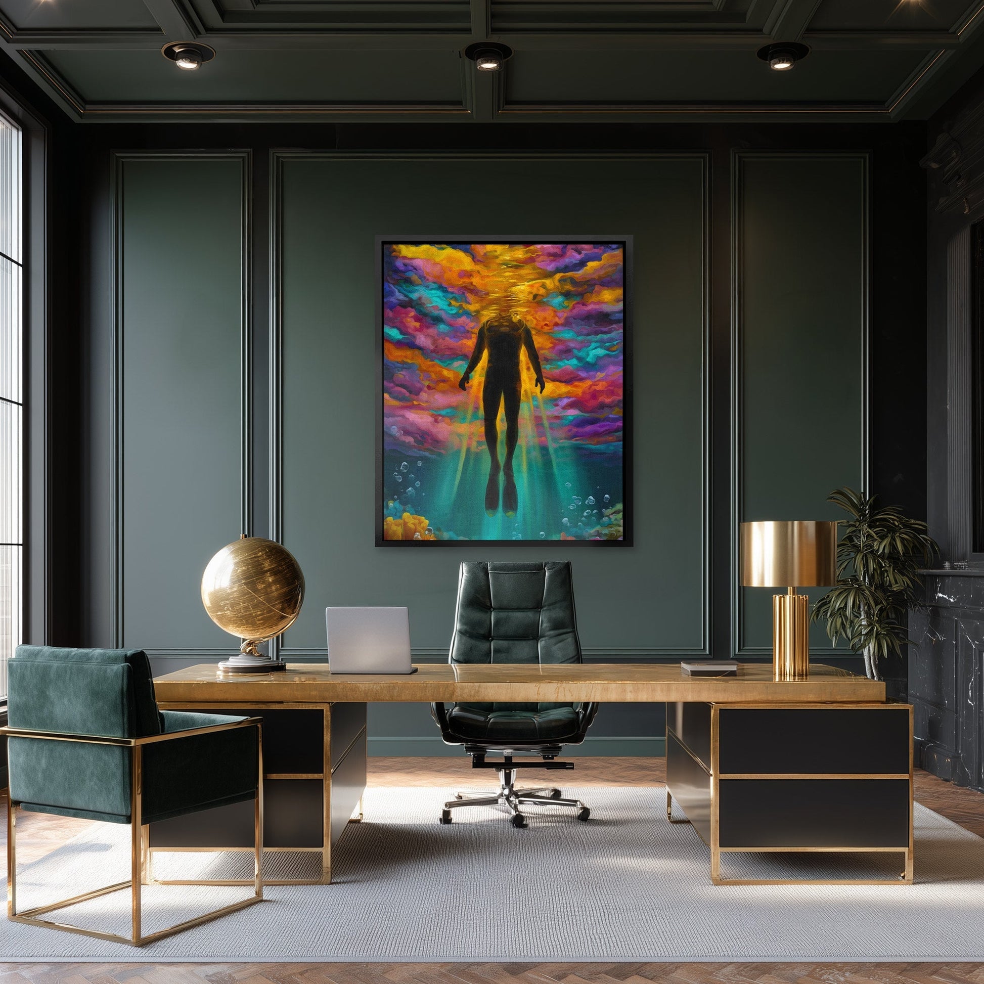 Aquatic Golden Ascension - Luxury Wall Art