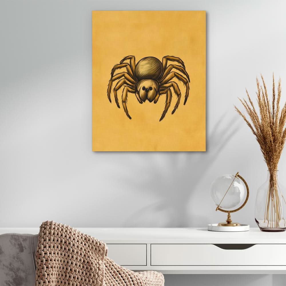 Arachnid Doodle - Yellow Canvas Wall Art