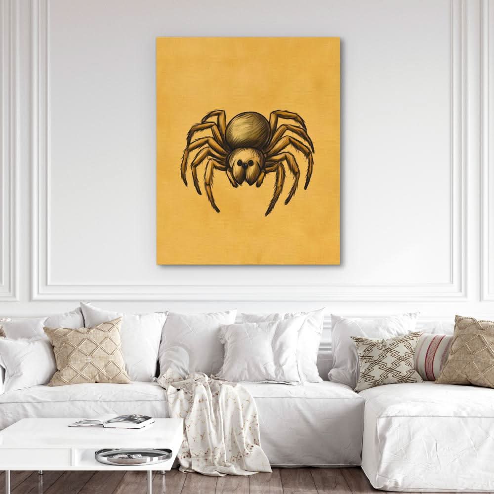 Arachnid Doodle - Yellow Wall Art for Hallway