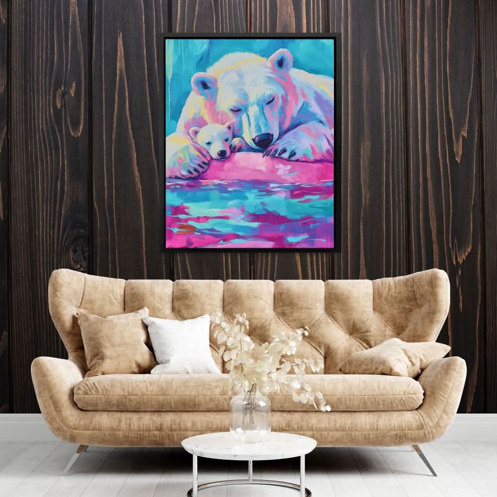 Arctic Bear Love - Large Abstract Canvas Print