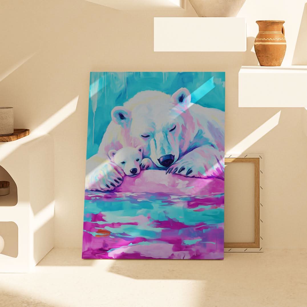 Arctic Bear Love - Blue Bear Canvas Print