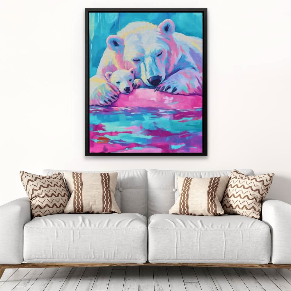 Arctic Bear Love - Contemporary Colorful Canvas Wall Art