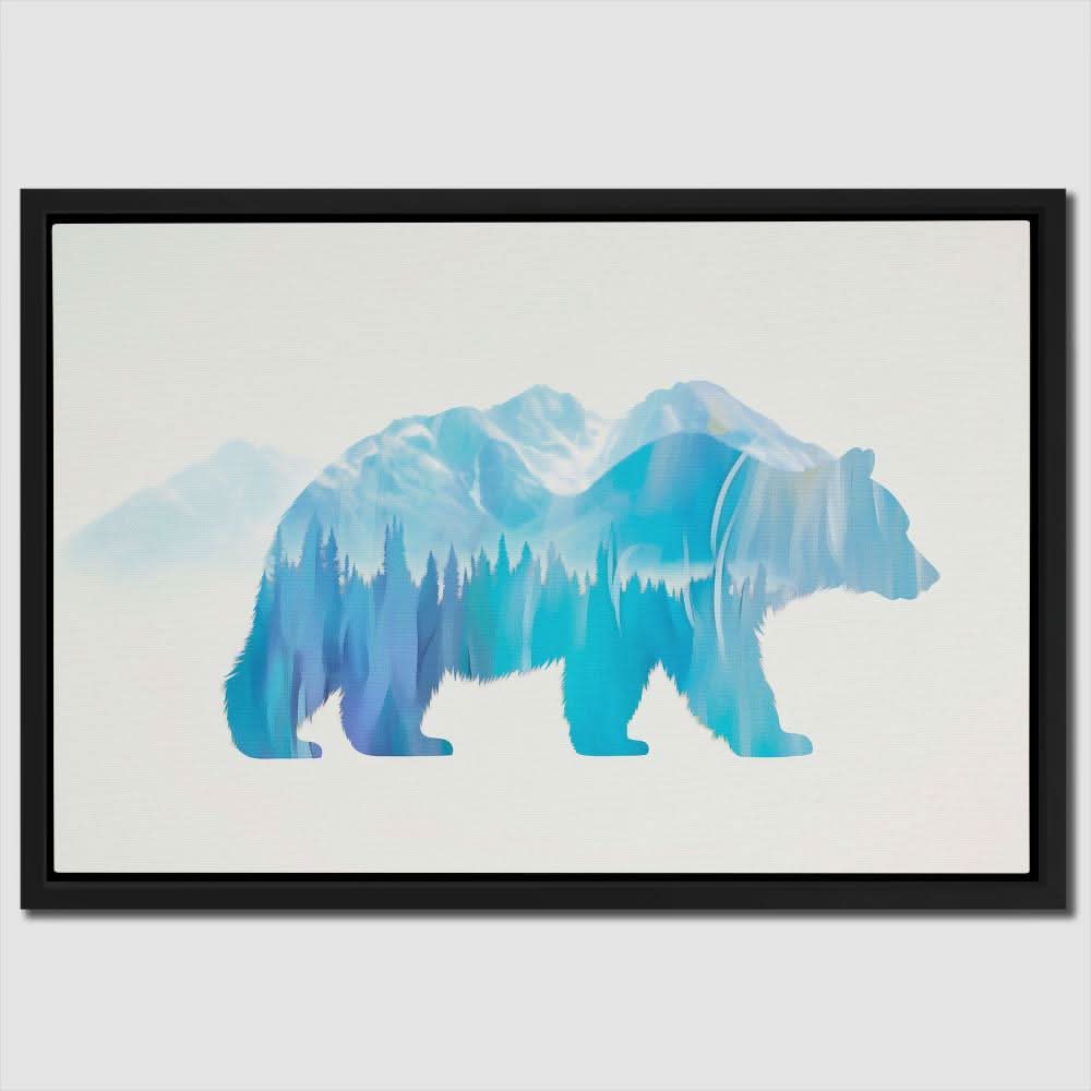 Arctic Spirit Bear - Bear Wall Art in Black Frame