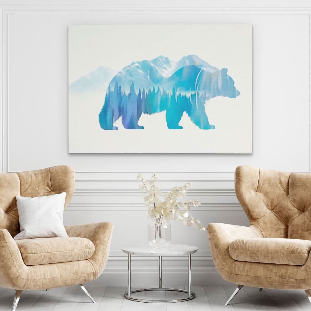 Arctic Spirit Bear - Minimalist Earth Tones Canvas Wall Art