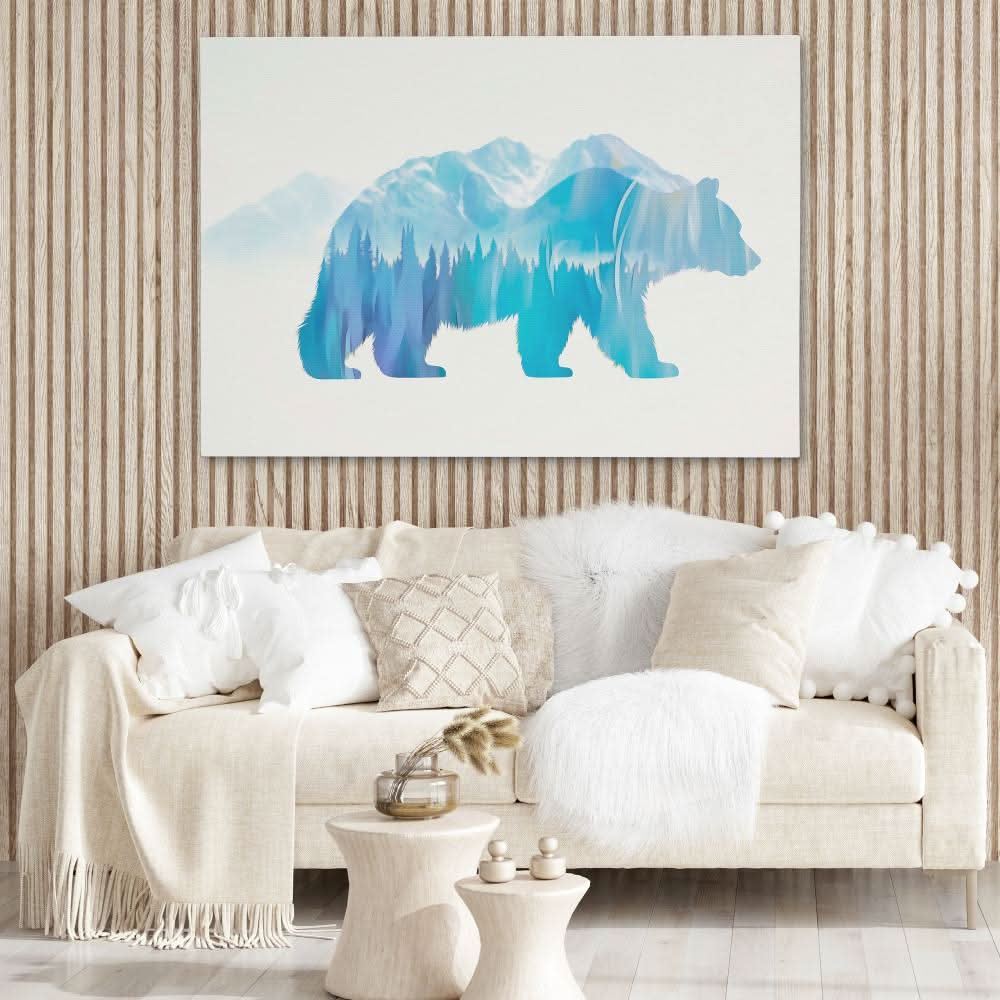 Arctic Spirit Bear - Contemporary Wall Art in Black Frame