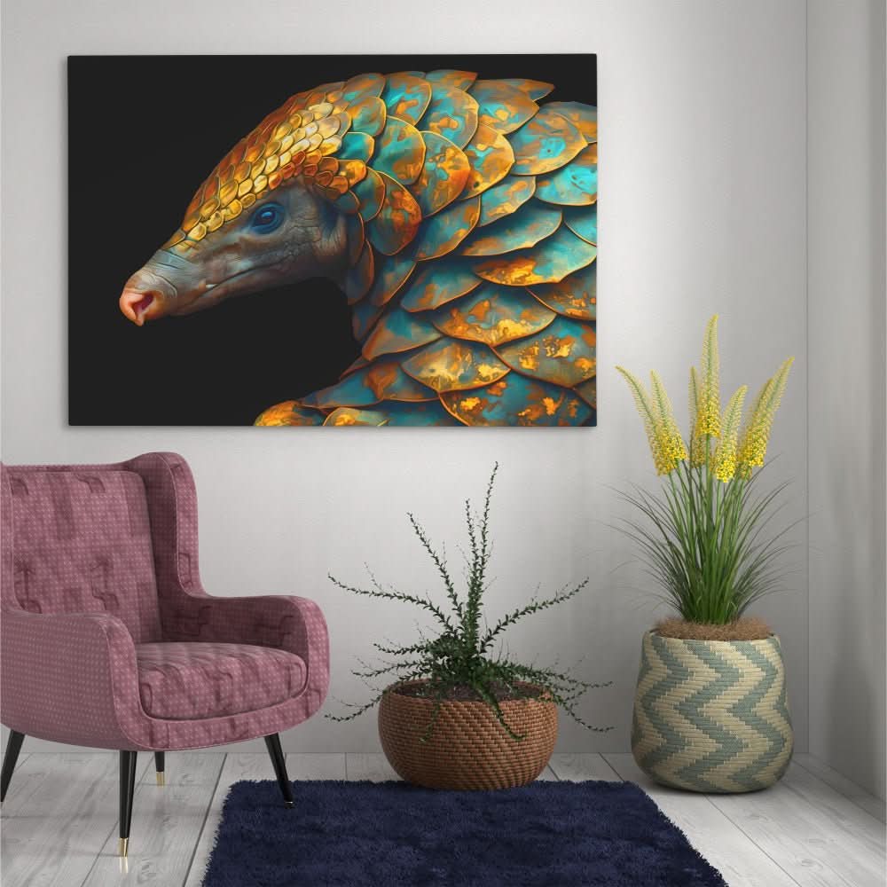 Armored Armadillo - Gold Armadillo Canvas Print