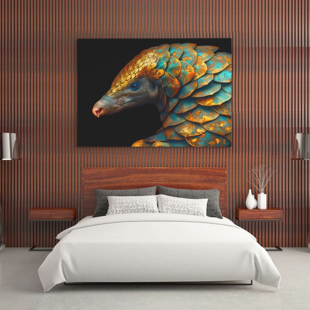 Armored Armadillo - Gold Canvas Wall Art