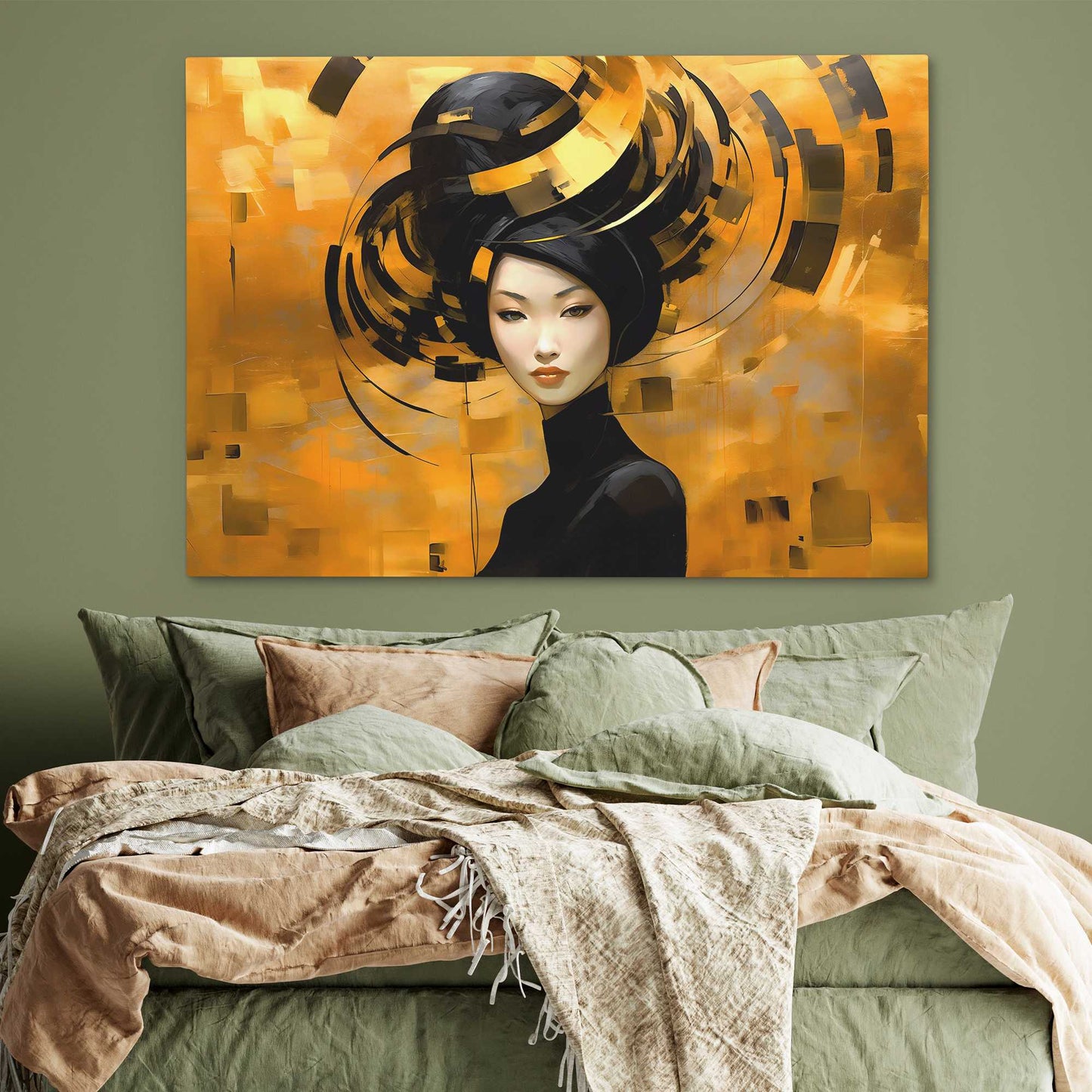 Asian Gold - Portrait Wall Art in Black Frame