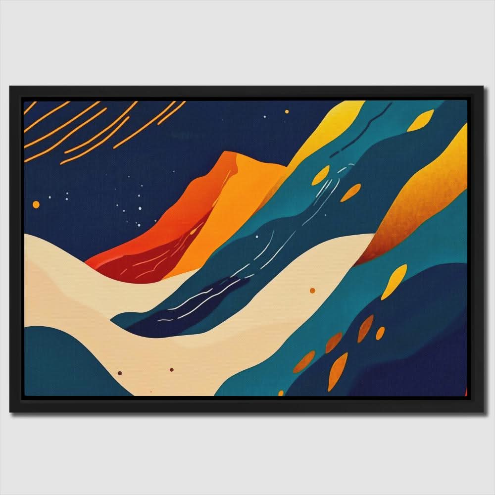 Astral Horizon - Mountain Wall Art in Black Frame