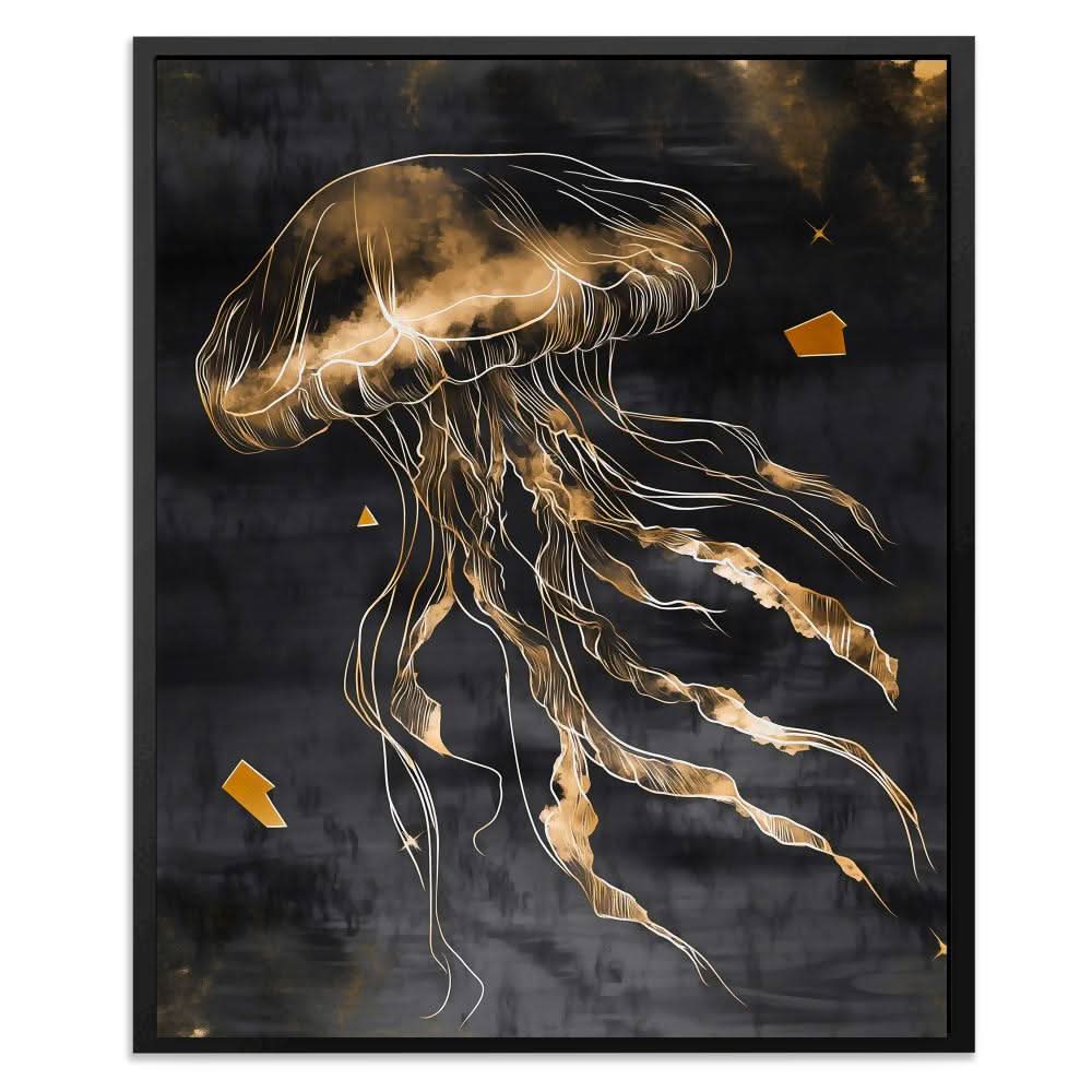 Aureate Drift - Minimalist Black and Gold Canvas Wall Art