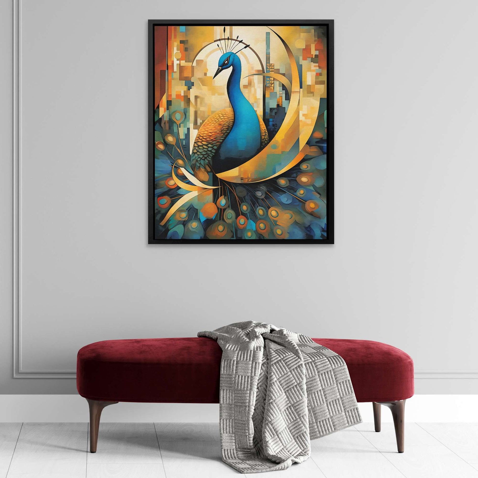 Aurora of the Peacock - Abstract Blue Canvas Wall Art