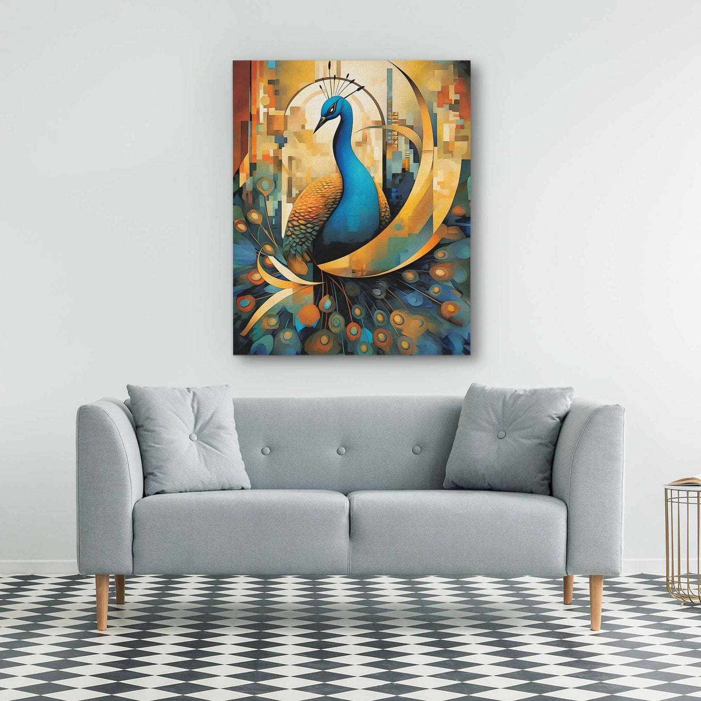 Aurora of the Peacock - Bird Wall Art in Black Frame