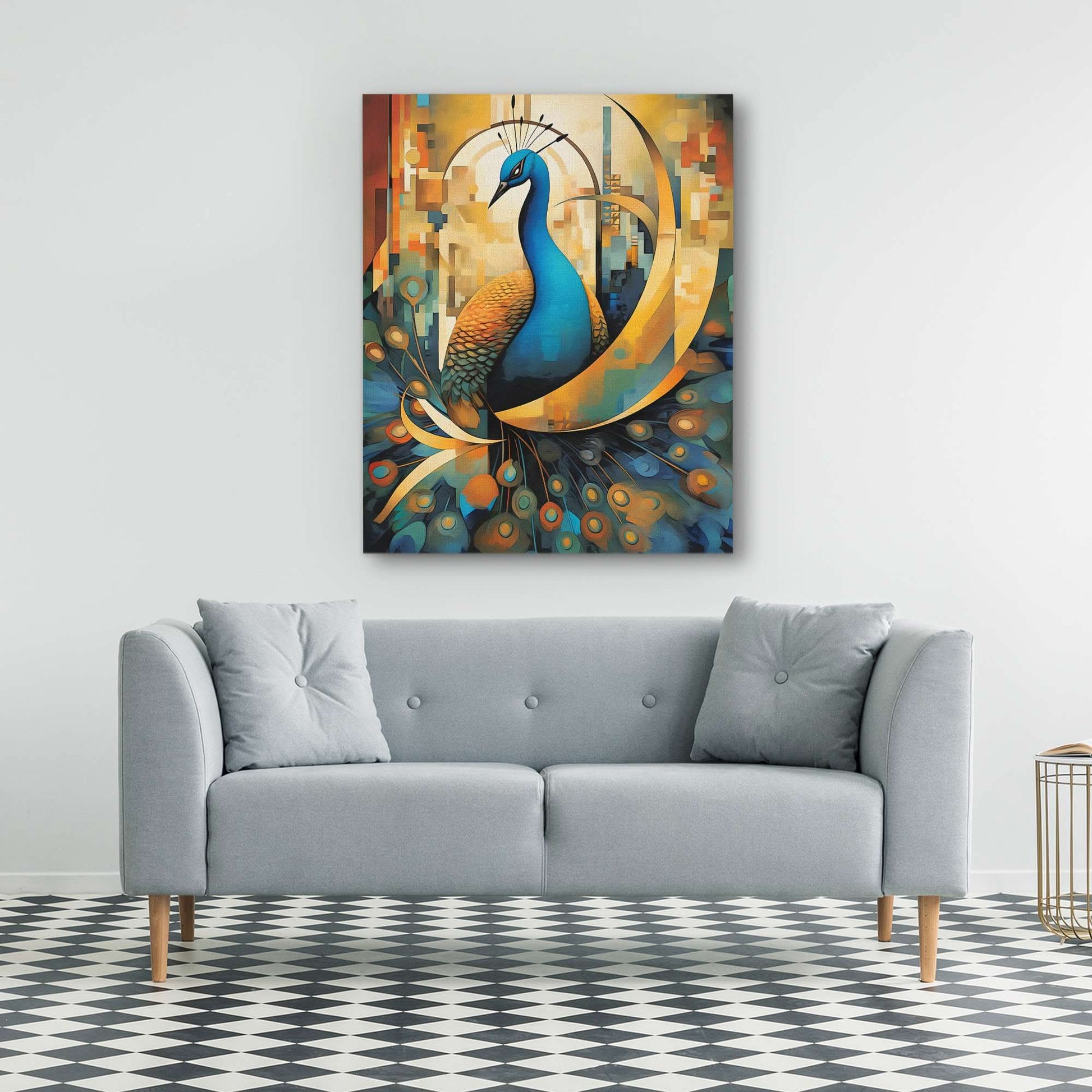 Aurora of the Peacock - Bird Wall Art in Black Frame