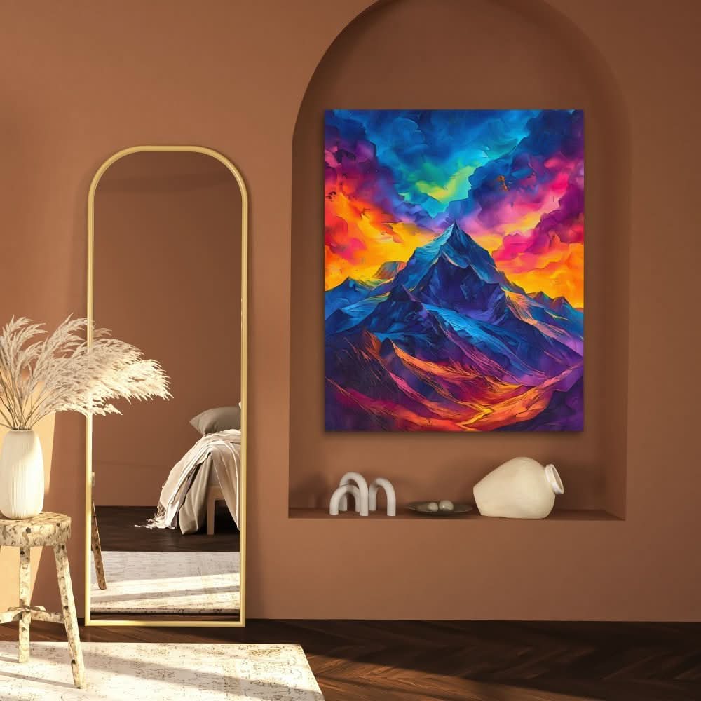 Aurora Ridge - Maximalist Wall Art in Black Frame
