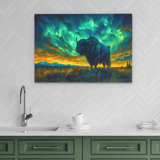 Aurora Sky Bison - Abstract Wall Art in Black Frame