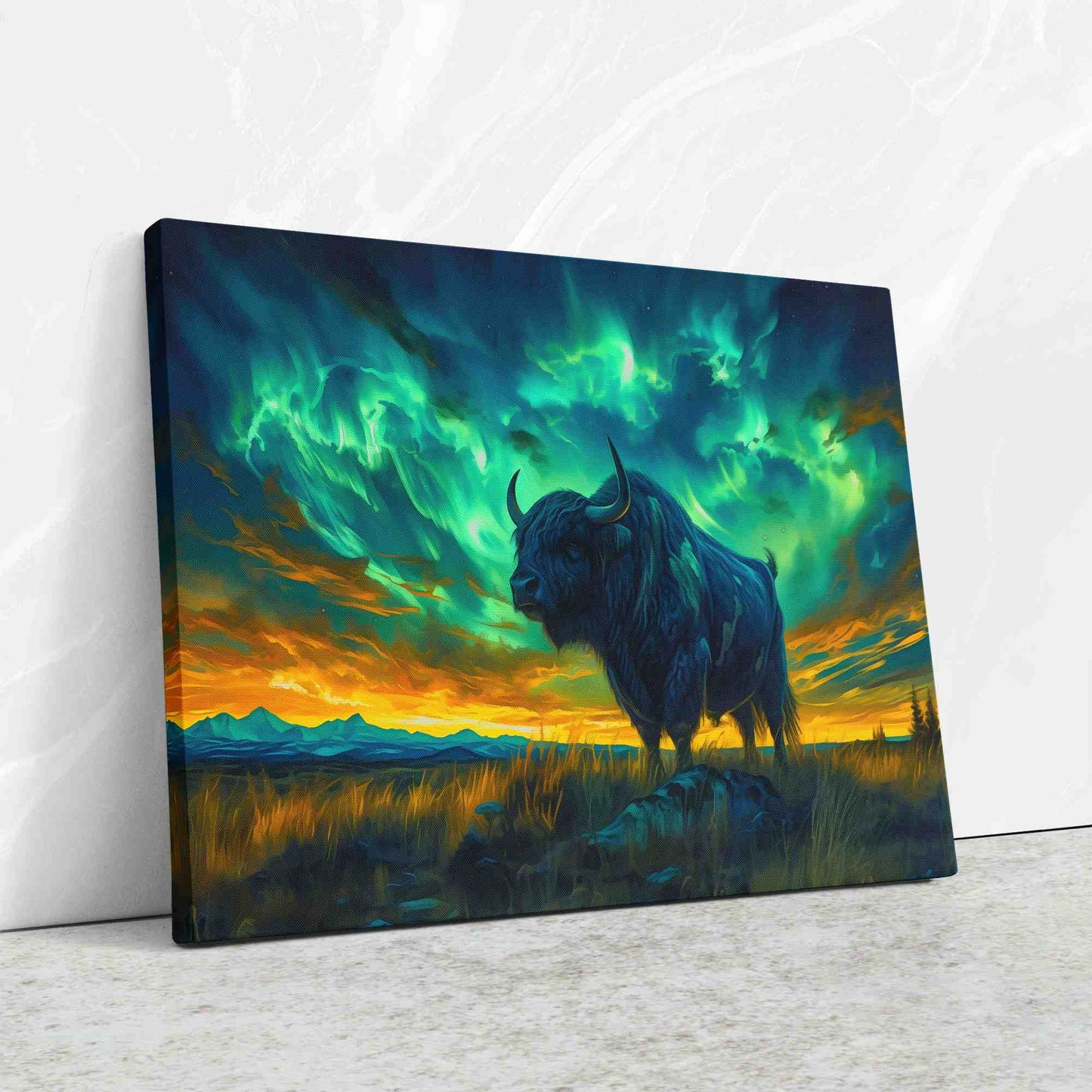 Aurora Sky Bison - Green Wall Art