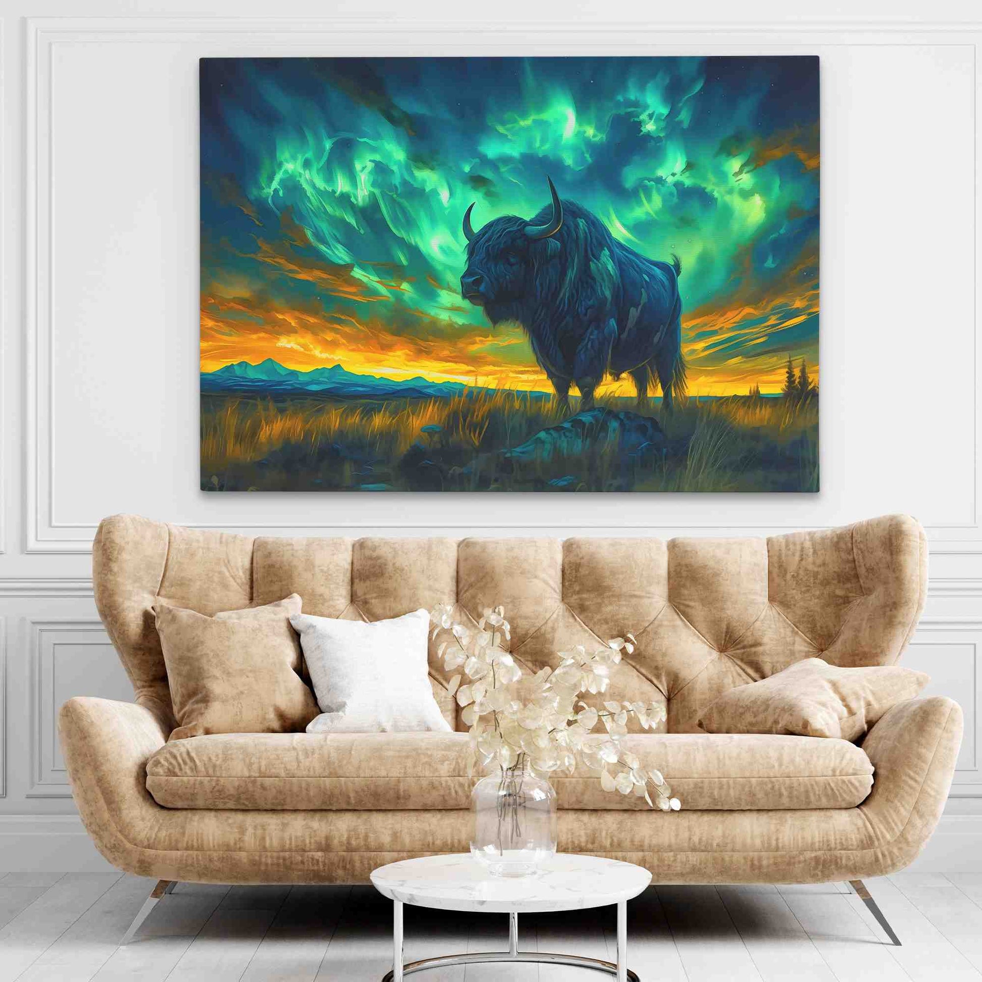 Aurora Sky Bison - Large Abstract Canvas Print