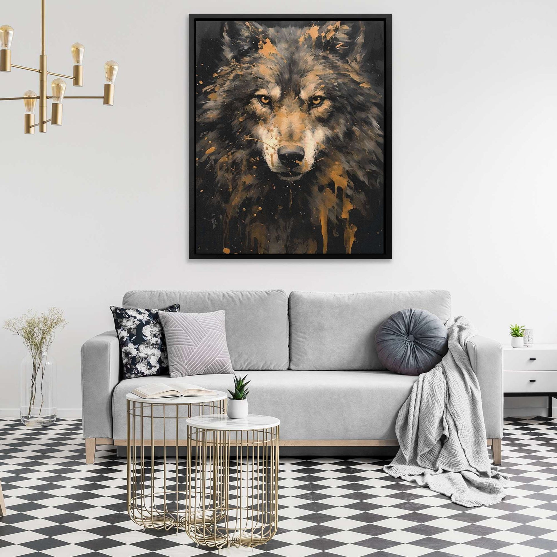Aurum Alpha - Wolf Wall Art in Black Frame