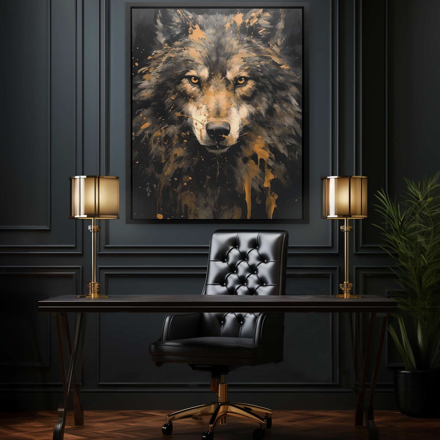 Aurum Alpha - Black Wolf Canvas Print