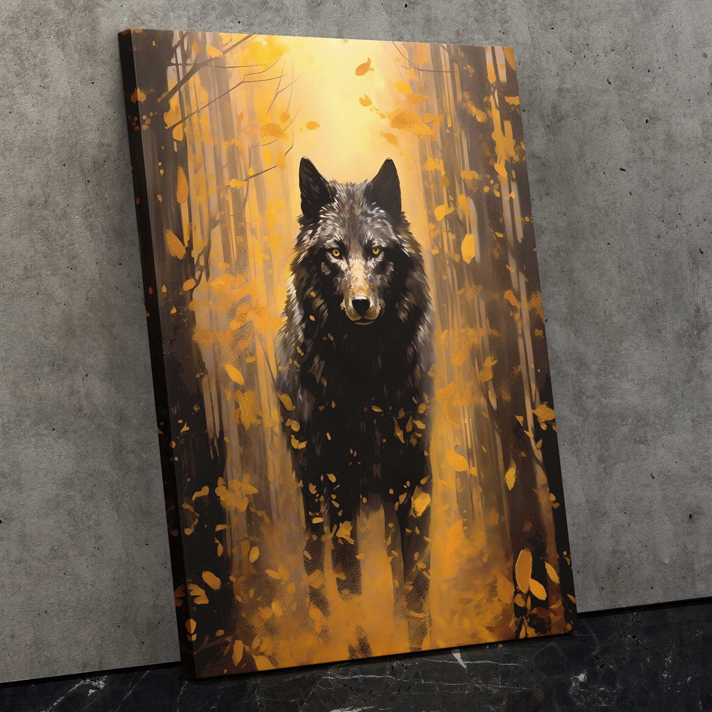 Aurum Wolf - Black Wolf Canvas Print