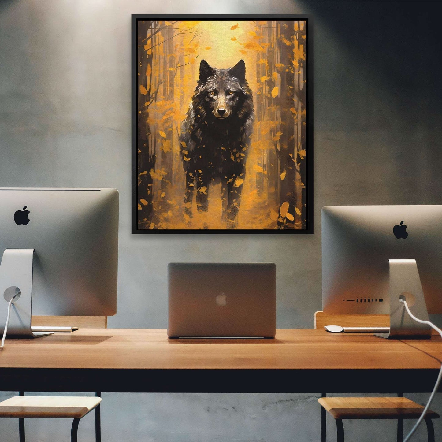 Aurum Wolf - Wolf Wall Art in Black Frame