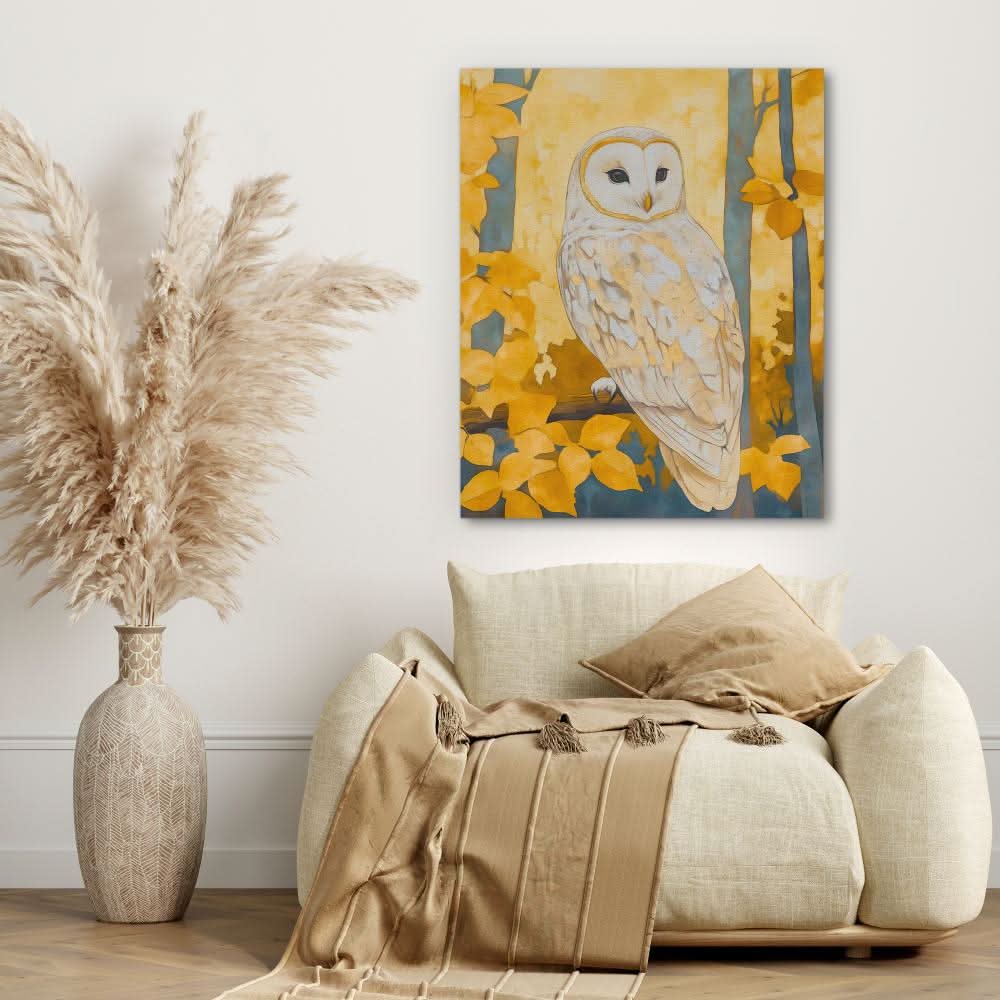 Autumn Owl Perched - Wall Art Print