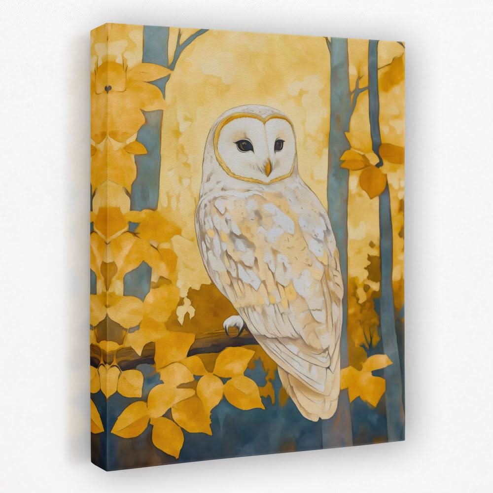 Autumn Owl Perched - Animals Canvas Wall Art