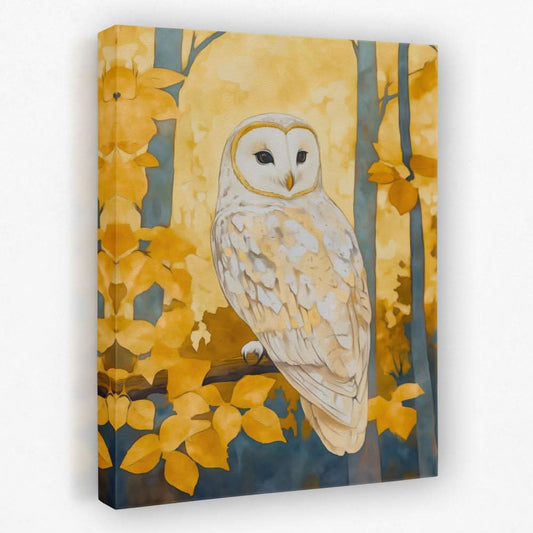 Autumn Owl Perched - Animals Canvas Wall Art