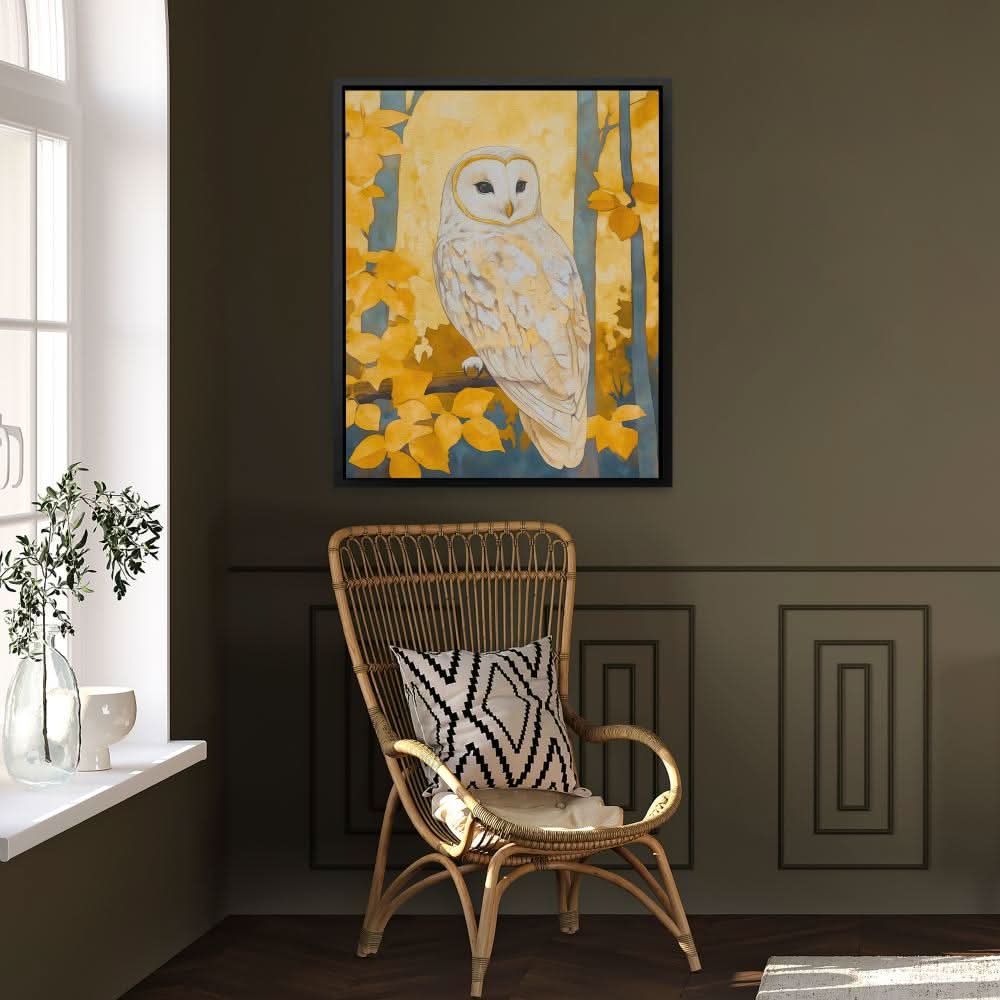 Autumn Owl Perched - Large Canvas Print