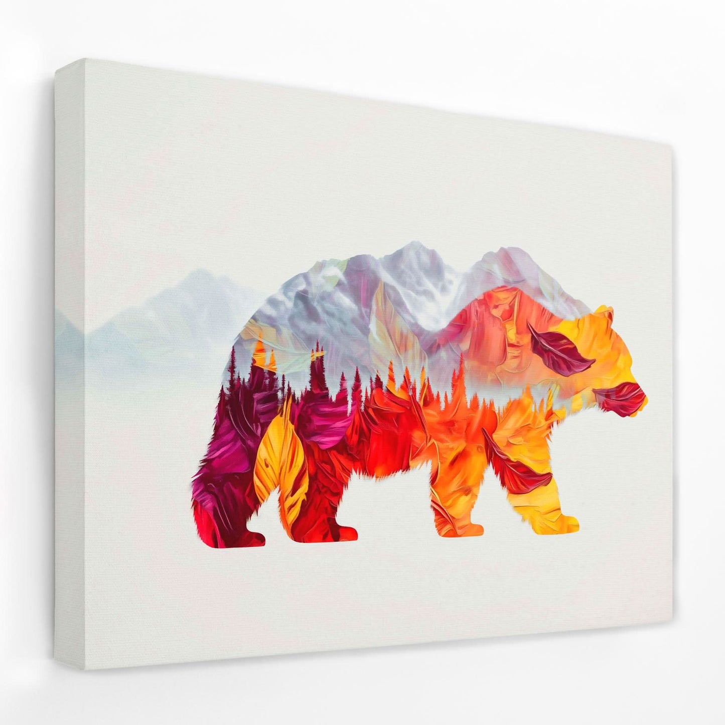 Autumn Trail Bear - Animals Canvas Wall Art