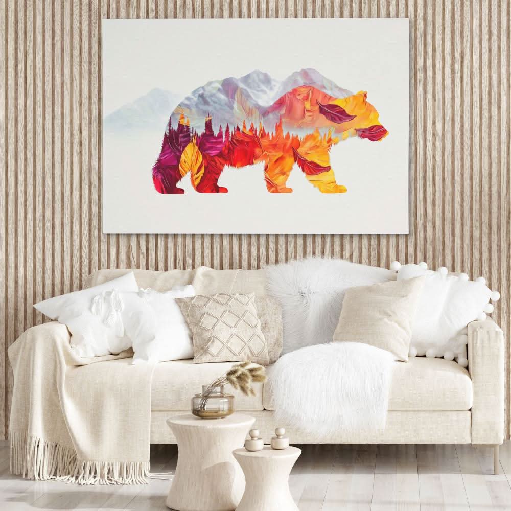 Autumn Trail Bear - Colorful Bear Canvas Print