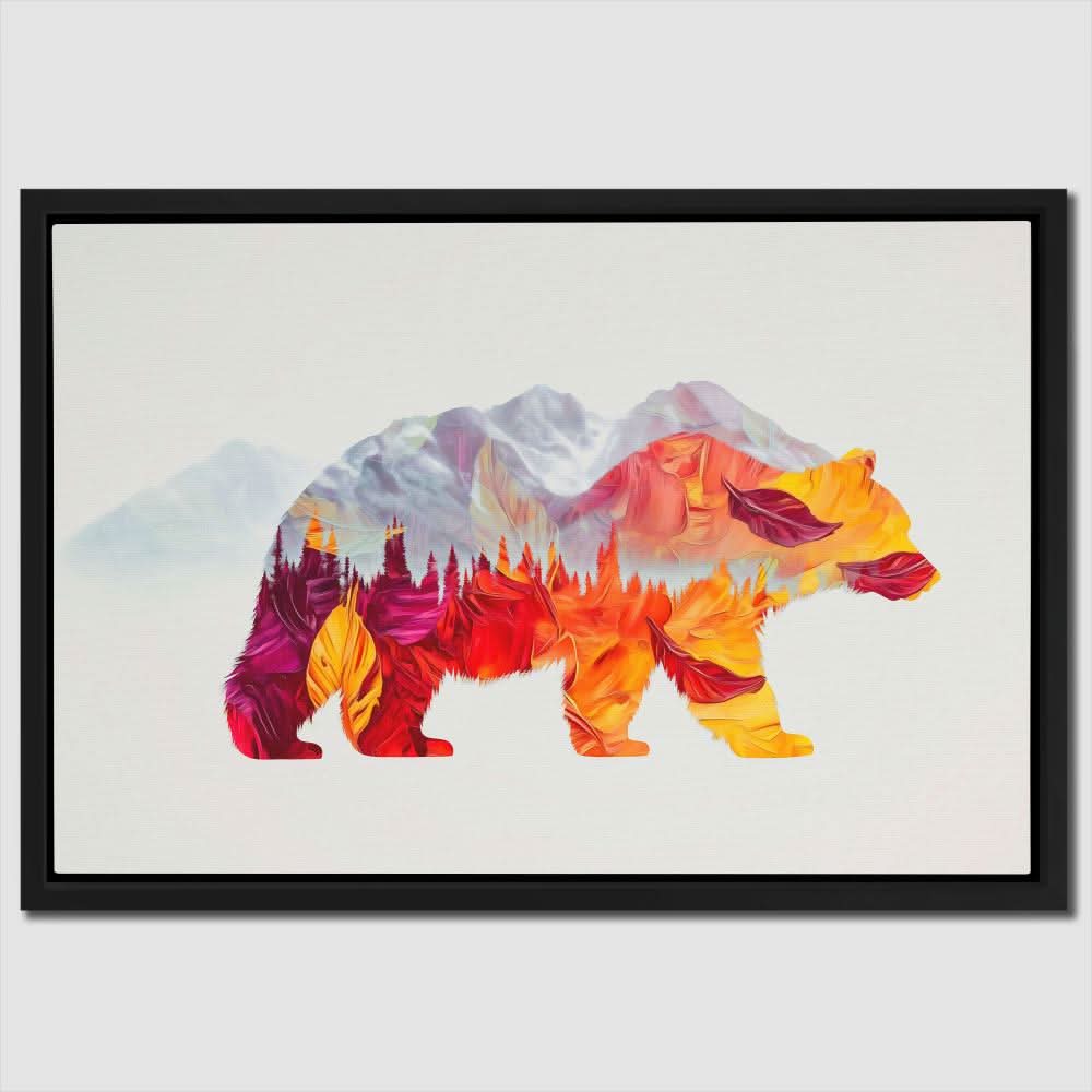 Autumn Trail Bear - Colorful Canvas Wall Art
