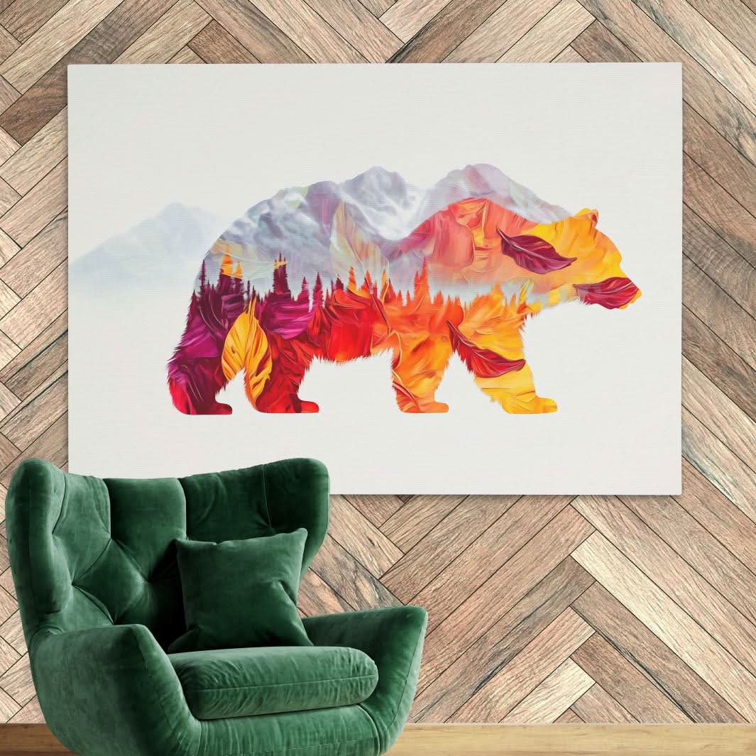 Autumn Trail Bear - Large Canvas Print