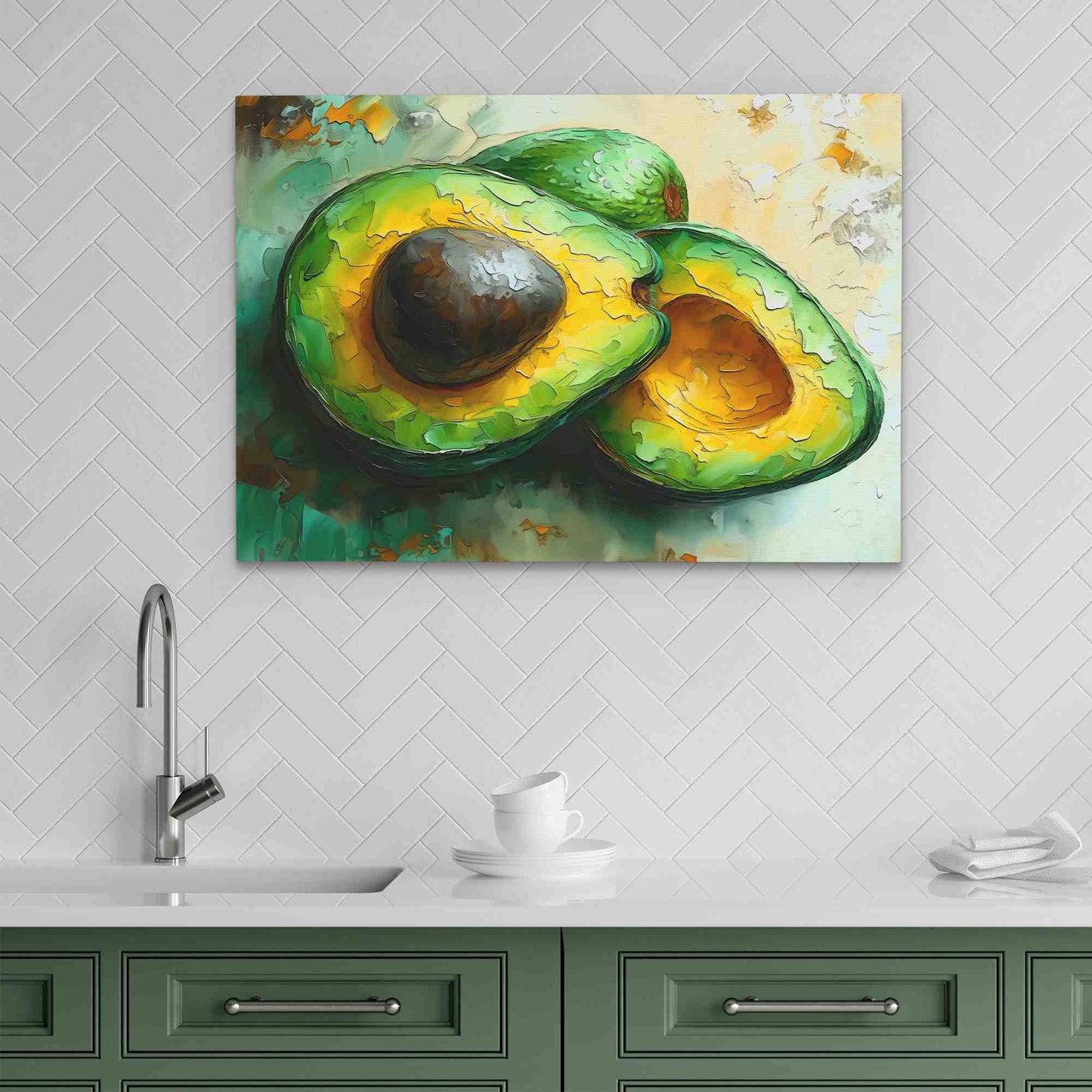 Avocado Split - Green Wall Art for Kitchen
