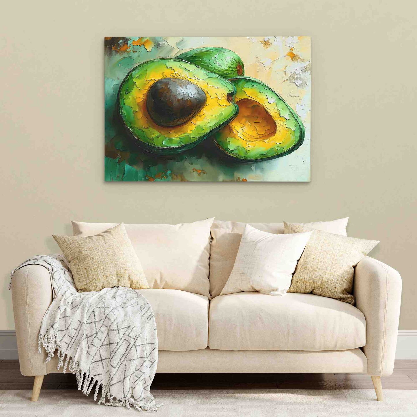 Avocado Split - Green Canvas Wall Art