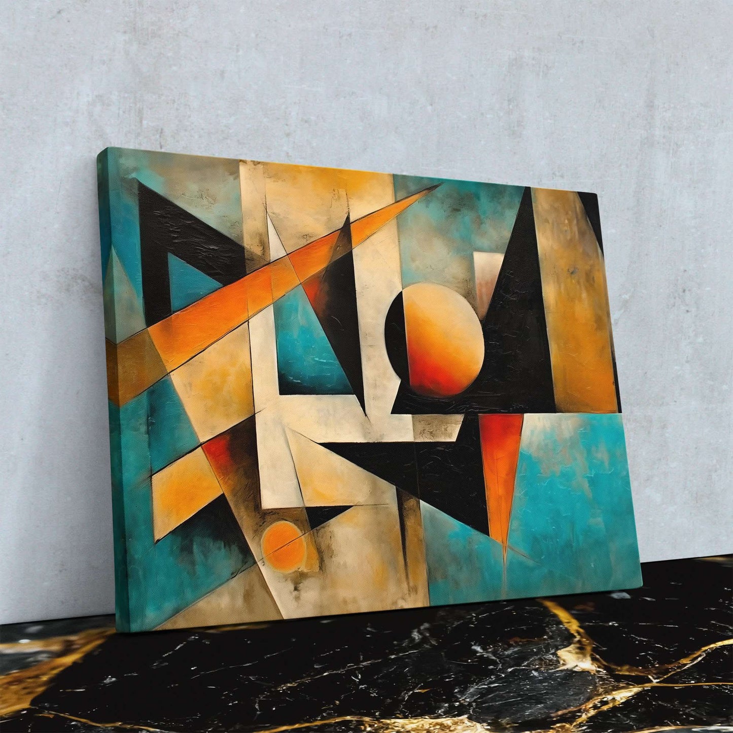 Azul Chaos - Abstract Wall Art in Black Frame