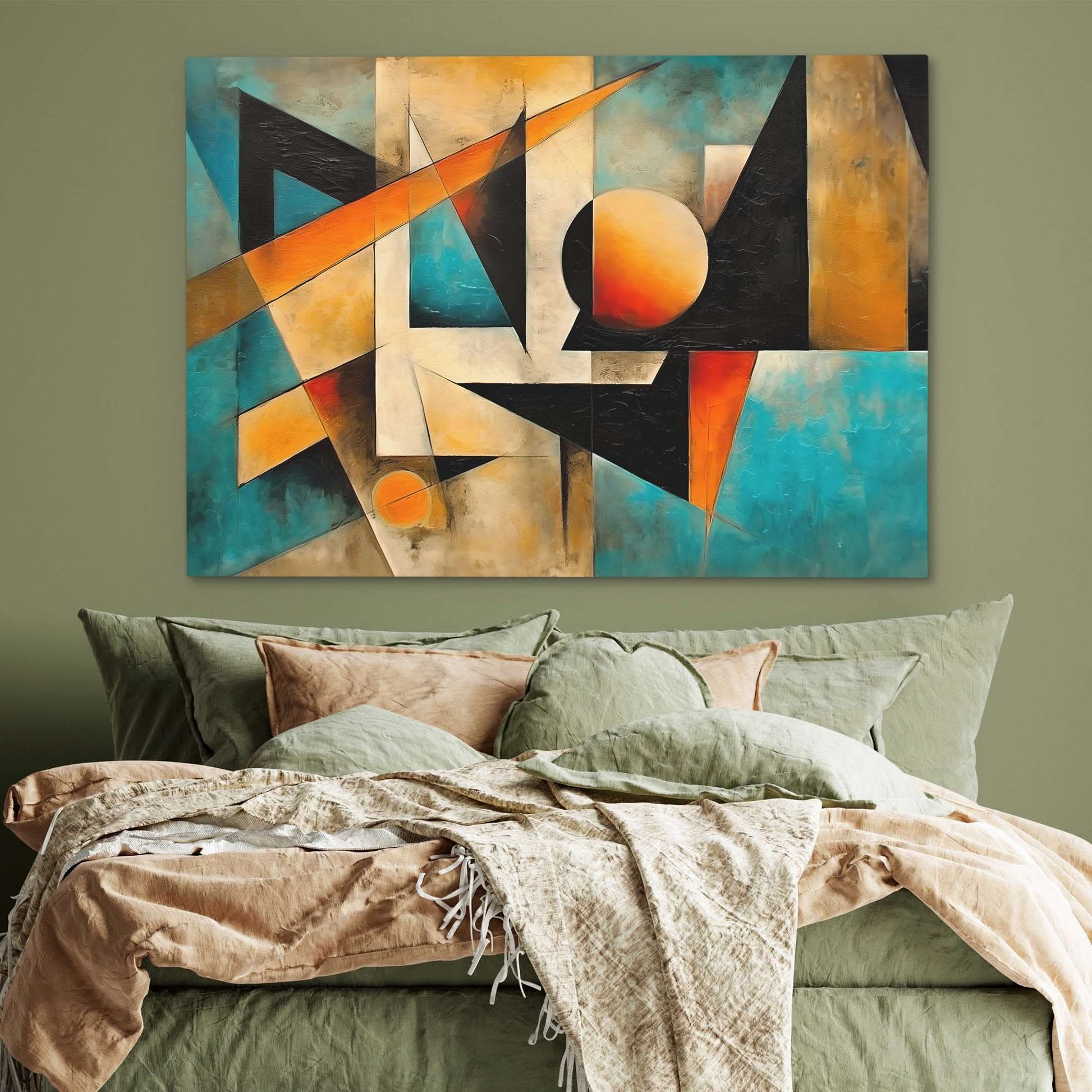 Azul Chaos - Geometric Gold Canvas Wall Art