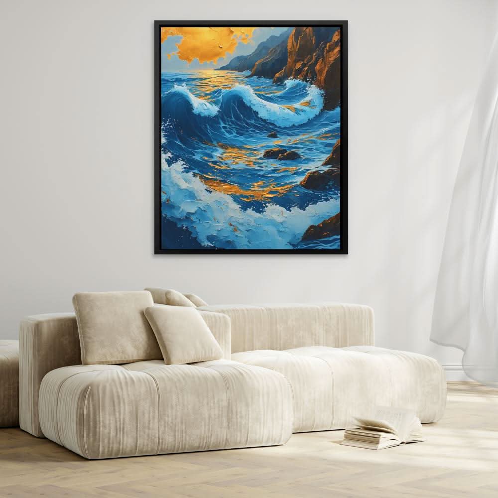 Azul Coastal Bliss - Oceanic Wall Art in Black Frame