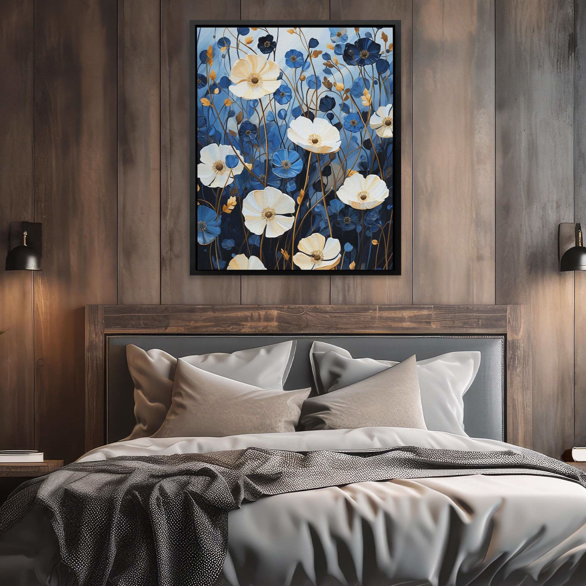 Azure Blossoms - Blue Canvas Wall Art