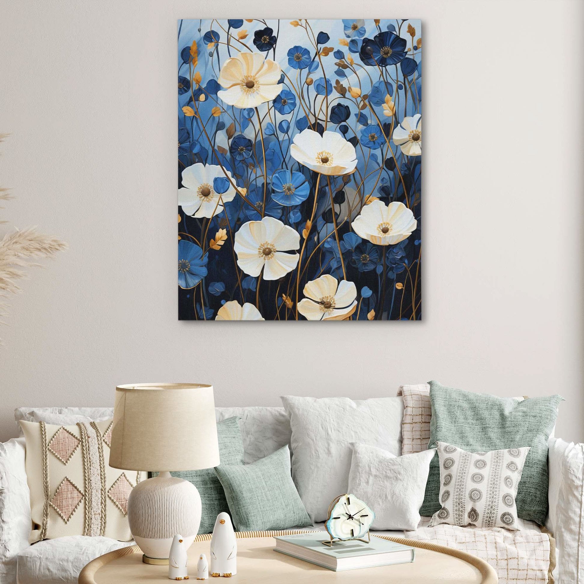 Azure Blossoms - Large Canvas Print
